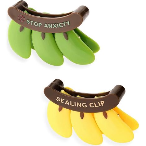 2PCS Mignon autocollant aimant pour réfrigérateur, forme banane jaune/vert, clip multifonctionnel pour sceller un sac à aimant pour réfrigérateur, décoration de cuisine à la maison (1/3)