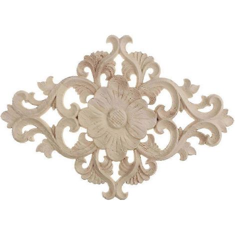 Meubles en applique décorative sculptée à motifs floraux non peints-b