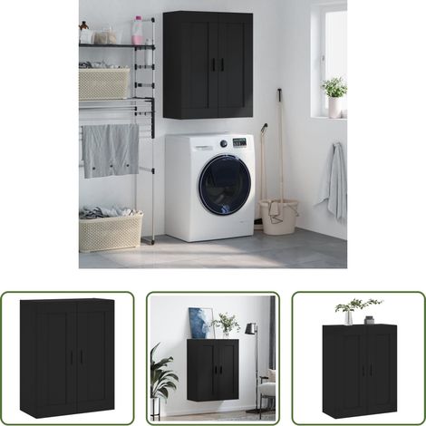 Rangement - Armoire murale noir 69,5x34x90 cm bois d'ingénierie (1/5)