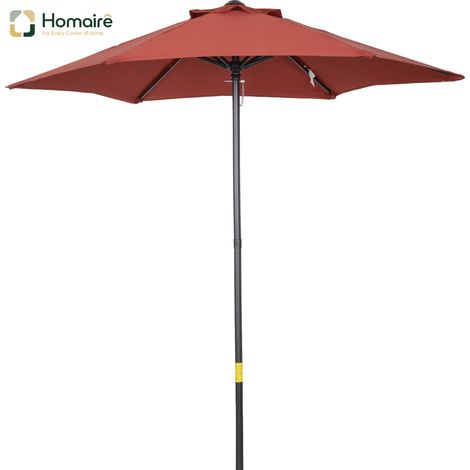 HOMAIRE Sonnenschirm Ø196 cm Drehbar mit Knickfunktion Sechseckig Windfest Stabil für Strand Balkon Garten Weinrot