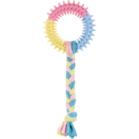 Jouet à mordre pour chiens Modèle circulaire avec ficelle idéal pour les premières morsures 21 cm