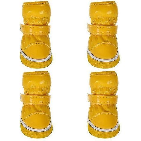 Zapatos de invierno para perros pequeños, cálidos, de forro polar, impermeables, para la nieve, para chihuahuas y yorkies. Productos para mascotas en color amarillo. (1/5)