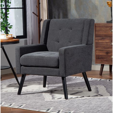 CHICFURN Sillón tapizado 68x76x88 cm en tejido gris oscuro para espacios pequeños (1/5)
