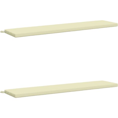 2pcs Coussins de banc, Coussins d'extérieur 100 % polyester Crème