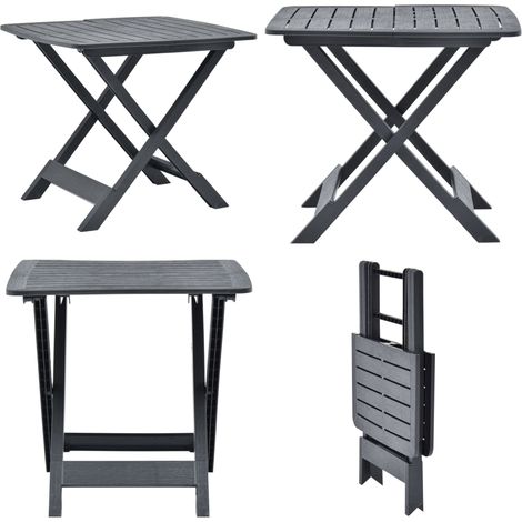 Tavolo da Giardino Antracite 79x72x70 cm in Plastica - Tavolo da patio - Tavolo pieghevole