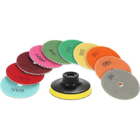 [JAMAIS UTILISÉ]10 disques de polissage diamantés flexibles de 7,6 cm (3 pouces) pour utilisation humide + 1 plateau de support pour granit, marbre, pierre, carrelage, céramique et béton.