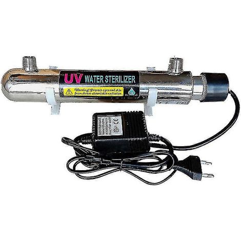 Purificateur/stérilisateur d'eau ultraviolet en acier inoxydable 220 V 12 W pour aquariums, eau potable directe et désinfection, filtration et purification de l'eau industrielle (1/4)