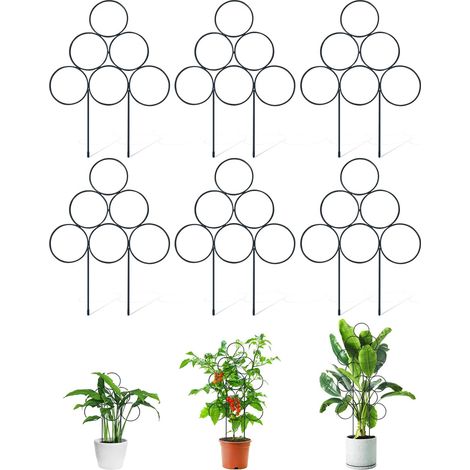 Ensemble de 6 treillis pour plantes en pot, treillis de jardin empilable de 40 cm, convient aux plantes grimpantes d'intérieur, convient aux plantes grimpantes (noir) (1/5)