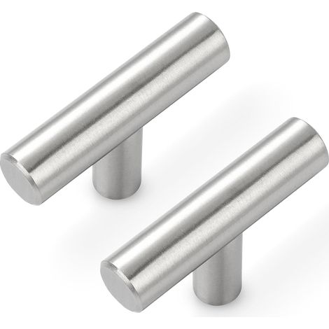 Round tube cabinet handles, door and drawer handles, single hole, silver, 2 pieces