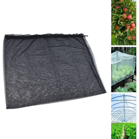 Filet anti-insectes pour plantes, protection pour plantes de jardin, protection pour fruits, fleurs, insectes et oiseaux, filet barrière avec corde de traction, noir. (1/5)