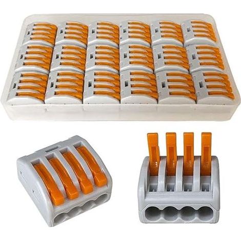 PCT-214 Wire Connector Set, 4 Ports Conductor Compact Wire Connectors, Compact Connector Spring Terminal Block (1/4)