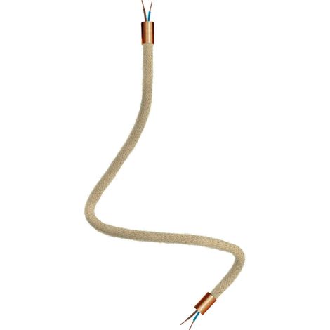 Kit Creative Flex tubo flessibile di estensione rivestito in juta RN06 Neutro con terminali metallici  Rame satinato - 60 cm