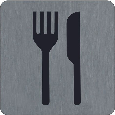 Plaque de porte Restaurant - Aluminium brosse 100x100mm - 4384054