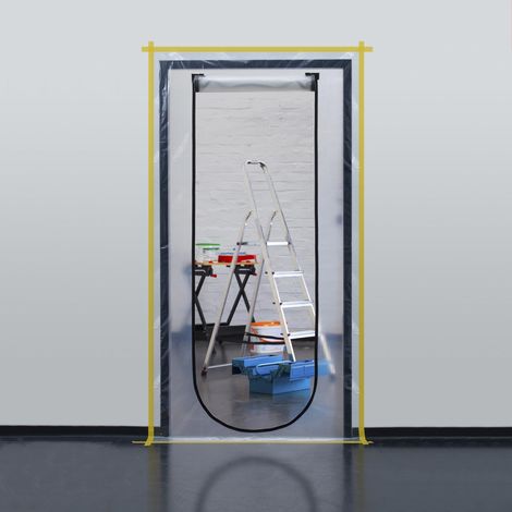 Meister Porta antipolvere 220 x 112 cm – 2 pezzi – chiusura lampo integrata – traslucida – riutilizzabile – protezione antipolvere in caso di ristrutturazione & ristrutturazione/porta polvere / (1/4)