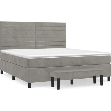 Maison Exclusive - Sommier à lattes de lit et matelas Gris clair 160x200cm Velours (1/5)