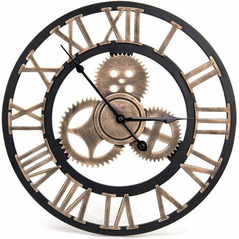 Horloge Murale Vintage - Style Artistique européen avec Couronne décorative et Chiffres Romains - Fabriquée à la Main en 3D pour Salon, Cuisine, Chambre, Bar, café