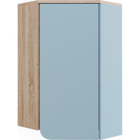 Meuble de salle de bain Karen, Bleu-gris, 42.4x75cm avec porte et compartiments ouverts, Vicco