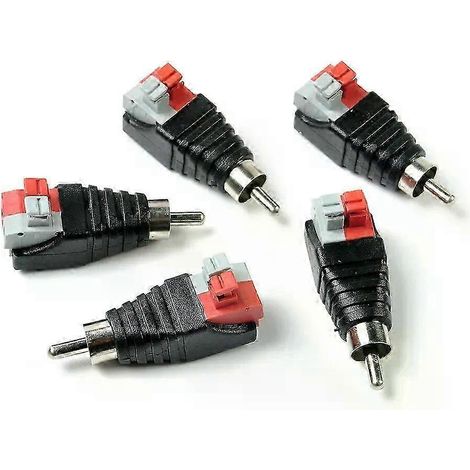 Câble adaptateur RCA mâle avec 2 fils de haut-parleur, prise professionnelle et bouton-poussoir. (1/5)