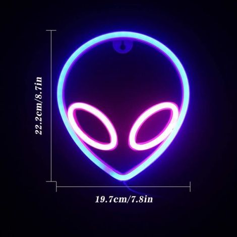 Panneau mural néon en forme de tête d’Alien à LED - Neon Light, Alien LED Neon,Murale Lumineuse Décorative (1/4)