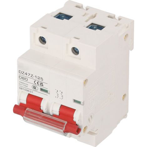 Disjoncteur miniature 2P, pouvoir de coupure de 10 kA, pour système photovoltaïque solaire, petit disjoncteur 80 A CC 1000 V, interrupteur rouge (1/5)