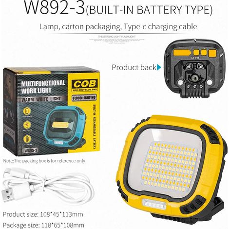 Projecteur LED portable - Lampe torche haute puissance - Camping et pêche en extérieur - Urgence - Rechargeable - Magnétique (1/3)