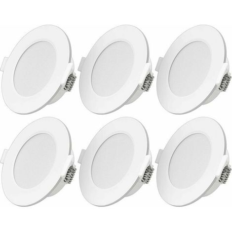 Ultraflacher LED Einbaustrahler 6W LED Spot 230V IP44 Warmweiß 6er Set LED Einbaulampen Einbautiefe 26mm Mini Slim Deckenstrahler für Bad Wohnzimmer (1/4)