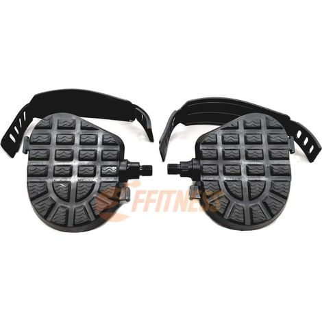 Coppia Pedali Neri 9/16" - 14mm in PLASTICA per Cyclette Spin Bike con Fibbia Antiscivolo (1/4)