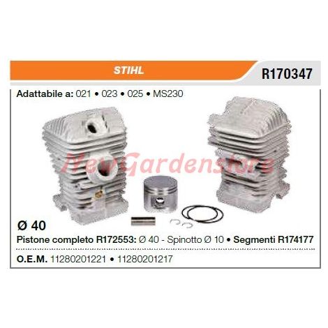Kolben-Zylinder-Segmente STIHL Kettensäge 021 023 025 MS230 R170347