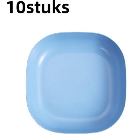 Ensemble de 10 pièces - Bol à fruits - Assiette carrée en plastique - Idéale pour la maison ou le salon - Bleu (1/5)