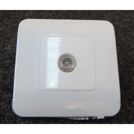Prise TV sortie F blanc 1 poste 2 modules avec plaque Superswitch Honeywell