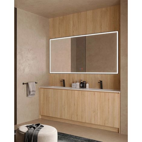 Specchio 100x80 con luce frontale nero opaco Siena (1/3)