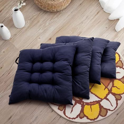 4-pack Dark Blue Garden Chair Cushions 40cm W x 40cm D x 5cm H (1/5)