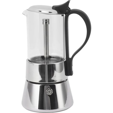 Cafetière 200 ml avec poignée, en acier inoxydable 304 et verre, pour la maison (1/5)