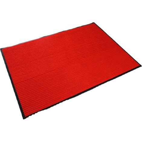 KOWOLL Tapis de porte lavable, adapté à une utilisation intérieure et extérieure - antidérapant et durable - grande taille élégante en caoutchouc - parfait pour ramasser la poussière (rouge, 40 cm x 6 (1/5)
