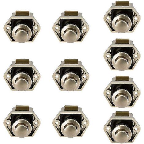 Set mit 10 Mini-Druckknopf-Tür-/Schubladenschlössern für Wohnwagen, Wohnmobile oder Boote, Nickel-Finish – 10 Stück