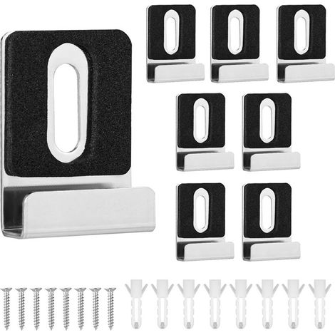 Kit de 8 Pinces Miroir Métal, Clips de Miroir en Métal avec Vis Tampons en Caoutchouc Support de Miroir pour Montage Sans Cadre Affichage Mural Carrelage Panneau d'Affichage (1/5)