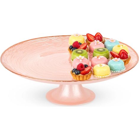 Soporte de cristal para tartas con pedestal, rosa, 28 cm (1/5)