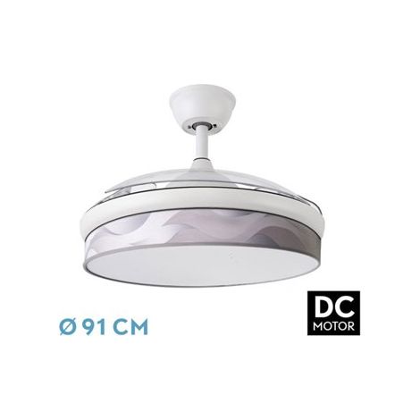 Ventilatore DC Fashion 72W Bianco/Grigio Onda 91cm 7200lm 3CCT Telecomando (1/2)