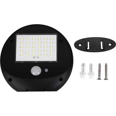 Lampadaire solaire LED extérieur avec détecteur de mouvement sensible, résistant aux intempéries, pour jardins, terrasses et garages. (1/5)