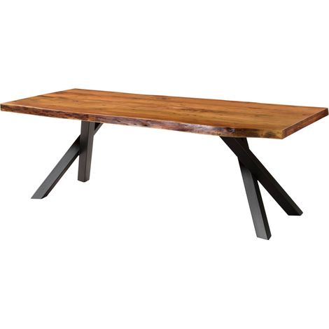 Table à Manger en bois d'Acacia 180x90x76 naturel laqué / pieds en A anthracite matte FREEFORM 5