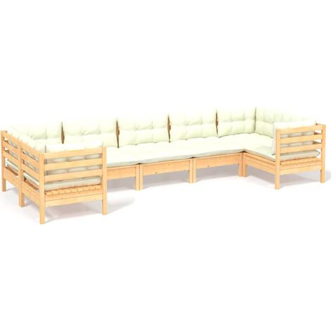 Maison Exclusive - Muebles de jardín 7 piezas cojines madera de p (1/5)
