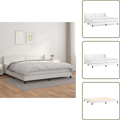 The Living Store Giroletto a Molle con Materasso Bianco 200x200cm in Similpelle - Materasso a molle