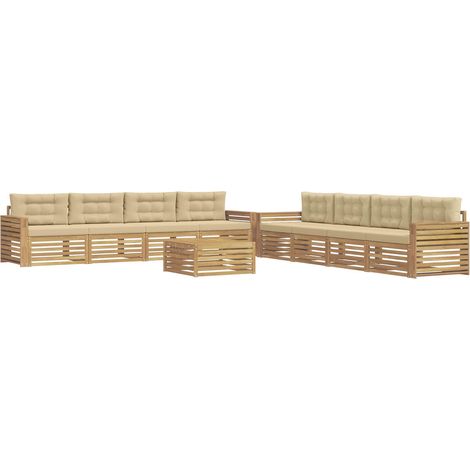 Set di divani da esterno 9 pz 8-Posti Bianco e Beige Poliestere vidaXL (1/5)