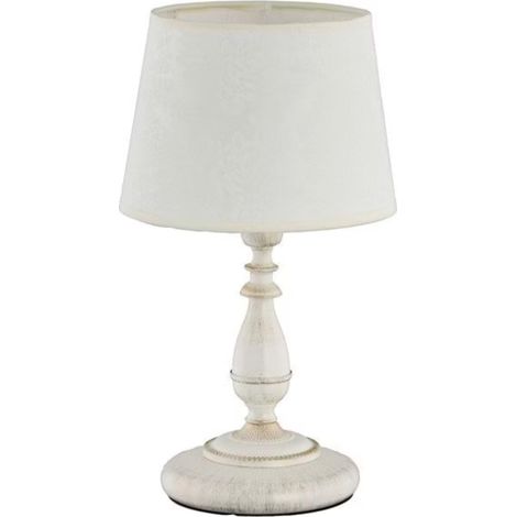 Alfa ROKSANA Classic White Table Lamp with Shade, Metal Base, 1x E14 Bulb Socket (Max 10W), Dimmable with Dimmable Bulb, 35 cm Height, IP20 Indoor Lighting (1/3)