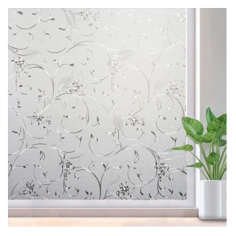 Film de confidentialité autocollant 60 x 200 cm - Film de confidentialité opaque - Film de verre dépoli - Adhésif statique - Film décoratif anti-UV avec motif de vigne - Pour salle de bain, salon (1/5)