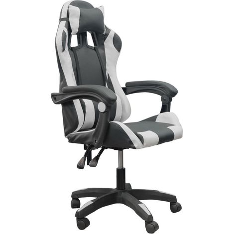 DASCK - Silla de Oficina Gaming con Reposacabezas y Respaldo Ajustable - Blanco (1/5)