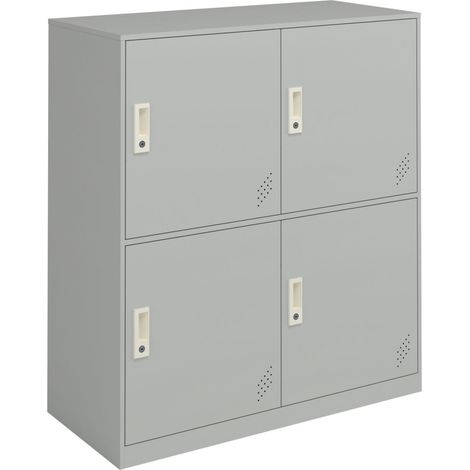 Armadietto in metallo con 4 ante 100 x 90 x 40 cm acciaio laccato grigio chiaro 030009182
