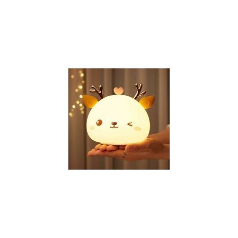 Veilleuse Bebe,Veilleuse Enfant Rechargeable LED,Lampe de Chevet,Veilleuse Adulte Fille Garcon 7 Couleurs Portable en Silicone,Lampe Cerf Multicolore avec ContrôLe Tactile,Cadeau Anniversaire Femme (1/5)