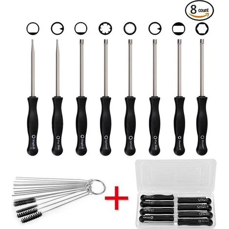 Jeu de 8 tournevis de réglage pour carburateur, idéal pour le nettoyage des carburateurs, la réparation des moteurs et la plupart des moteurs 2 temps - Coffret et aiguille inclus (1/5)