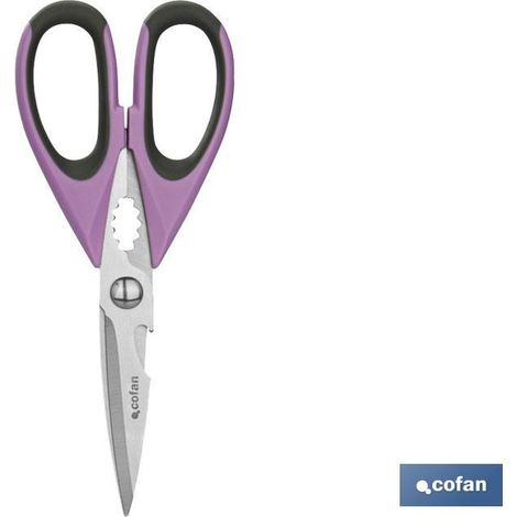 Forbici in acciaio inossidabile viola. Modello Sena 22 cm